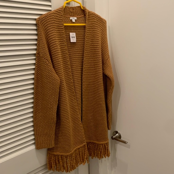NWT J. Jill saffron cardigan sweater with fringe, size S - Picture 2 of 8